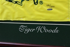 Tiger Woods Signed Ltd Ed 2001 Masters Embroidered Flag UDA #BAH95129 #128/250 - Framed