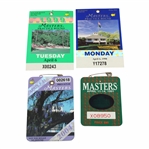 1991 & 2004 Masters Badges with 1998 & 1999 Masters Daily Tickets