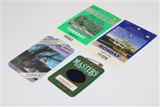 1991 & 2004 Masters Badges with 1998 & 1999 Masters Daily Tickets