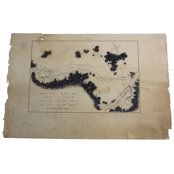 Historic Augusta National Amen Corner Plans Signed by Alister MacKenzie with Handwritten Notes - JSA & PSA - Newly Discovered!