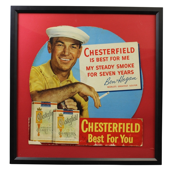 Ben Hogan Chesterfield Cigarettes Advertising Broadside Display - Framed