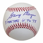 Gary Player Signed Baseball with 3 Masters 61 74 78 Inscription in Case BECKETT Witness #WM05077