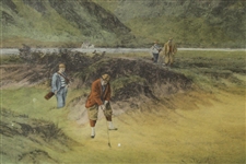 Douglas Adams Print 'A Difficult Bunker' Gifted from Cumberland CC Members - Framed