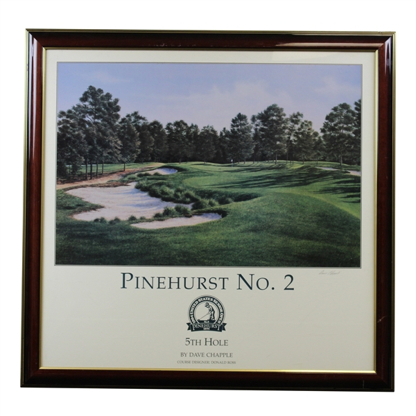 Pinehurst No. 2 1994 US Senior Open 5th Hole Print Signed by Artist Dave Chapple - Framed