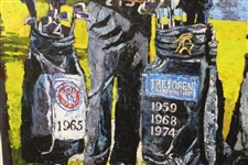 Gary Player Signed Large Matted Major Victory Golf Bags Print JSA ALOA
