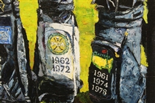 Gary Player Signed Large Matted Major Victory Golf Bags Print JSA ALOA