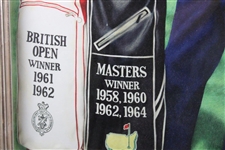 Arnold Palmer Signed Large Major Victories Golf Bag Kathy Crosse Print - Framed JSA ALOA