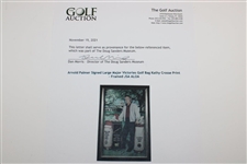 Arnold Palmer Signed Large Major Victories Golf Bag Kathy Crosse Print - Framed JSA ALOA