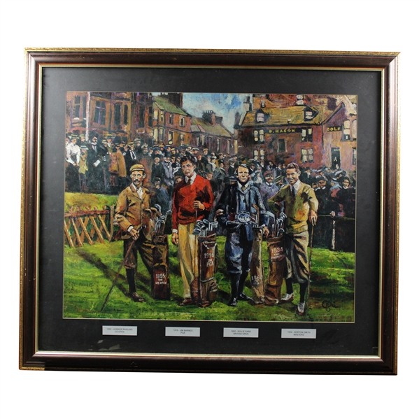 Large Inaugural Winners of Golfs Four Majors with Golf Bags Print - Framed