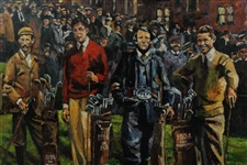 Large Inaugural Winners of Golf's Four Majors with Golf Bags Print - Framed