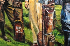 Large Inaugural Winners of Golf's Four Majors with Golf Bags Print - Framed