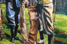 Large Inaugural Winners of Golf's Four Majors with Golf Bags Print - Framed