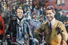 Large Inaugural Winners of Golf's Four Majors with Golf Bags Print - Framed