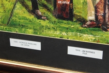 Large Inaugural Winners of Golf's Four Majors with Golf Bags Print - Framed