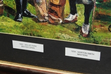Large Inaugural Winners of Golf's Four Majors with Golf Bags Print - Framed