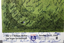 Large Field-Signed 1991 Las Vegas Matted Poster - Over 100 Signatures! JSA ALOA