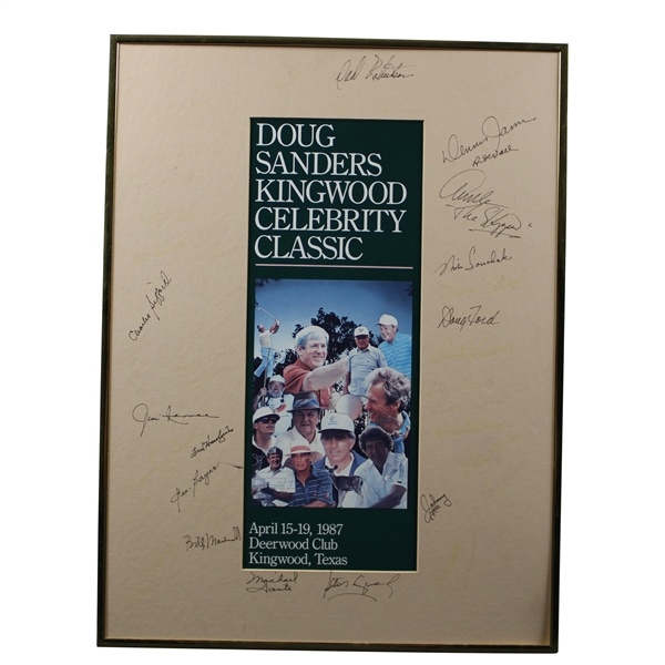 Multi-Signed 1987 Doug Sanders Kingwood Celebrity Classic Poster - Framed JSA ALOA