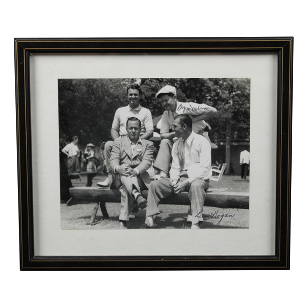 Ben Hogan & Byron Nelson Signed Augusta Photo with Bobby Jones & Demaret JSA ALOA
