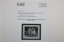 Ben Hogan & Byron Nelson Signed Augusta Photo with Bobby Jones & Demaret JSA ALOA