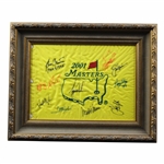 Tiger Woods Signed 2001 Masters Flag with 9 Other Masters Champs - Framed JSA ALOA