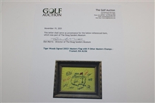 Tiger Woods Signed 2001 Masters Flag with 9 Other Masters Champs - Framed JSA ALOA