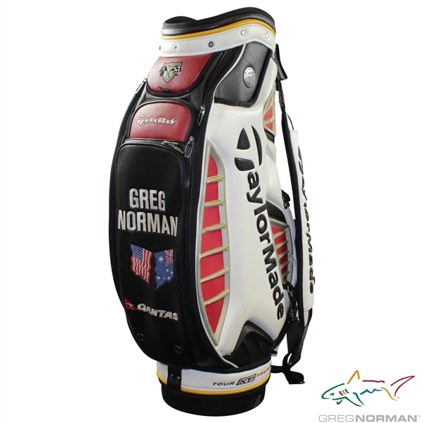 Greg Normans Personal TaylorMade Qantas Tour Preferred Black/White/Gold/Red Full Size Golf Bag