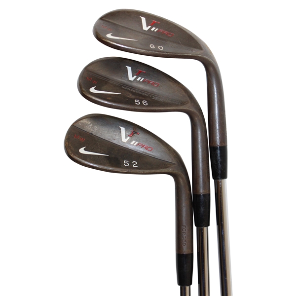 Michelle Wies Personal Used Set of Forged 52, 56, & 60 Degree Nike VrPro Wedges with MW Stamped on Head
