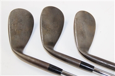 Michelle Wie's Personal Used Set of Forged 52, 56, & 60 Degree Nike VrPro Wedges with 'MW' Stamped on Head