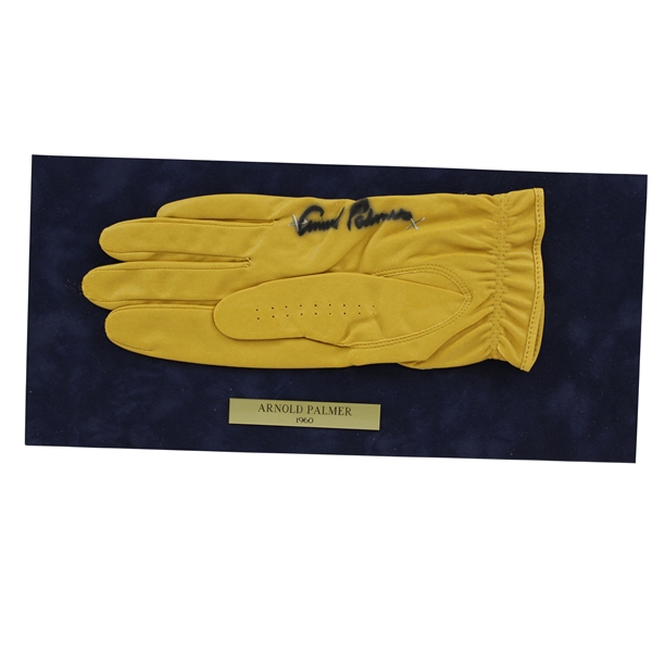 Arnold Palmer Signed Golf Glove Display with 1960 Nameplate JSA ALOA