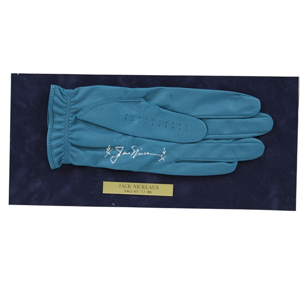 Jack Nicklaus Signed Golf Glove Display with 1962-67-72-80 Nameplate JSA ALOA