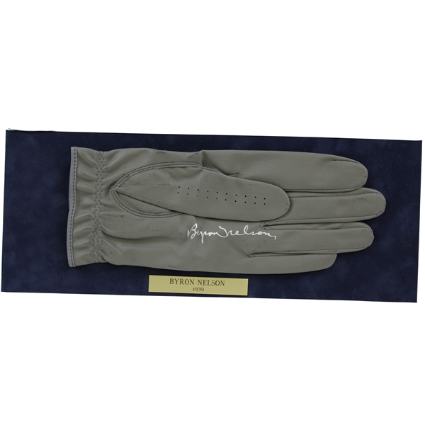 Byron Nelson Signed Golf Glove Display with 1939 Nameplate JSA ALOA