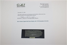 Byron Nelson Signed Golf Glove Display with 1939 Nameplate JSA ALOA