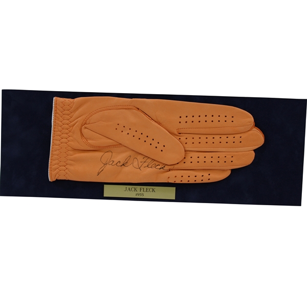 Jack Fleck Signed Golf Glove Display with 1955 Nameplate JSA ALOA
