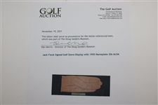 Jack Fleck Signed Golf Glove Display with 1955 Nameplate JSA ALOA