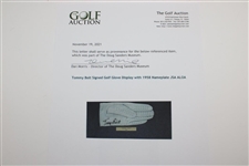 Tommy Bolt Signed Golf Glove Display with 1958 Nameplate JSA ALOA