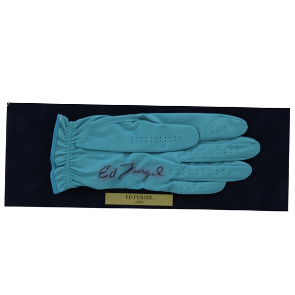 Ed Furgol Signed Golf Glove Display with 1954 Nameplate JSA ALOA