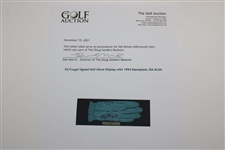 Ed Furgol Signed Golf Glove Display with 1954 Nameplate JSA ALOA