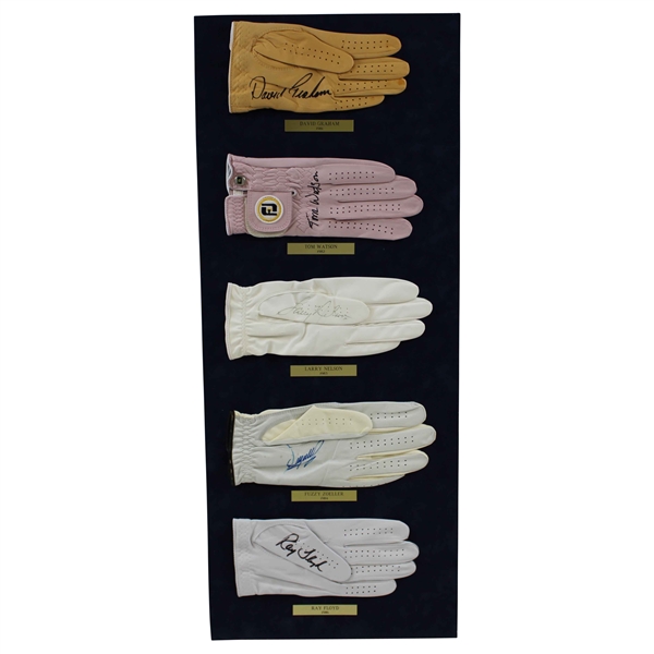 David Graham, Tom Watson, Larry Nelson, Fuzzy Zoeller & Ray Floyd Signed Golf Glove Display JSA ALOA