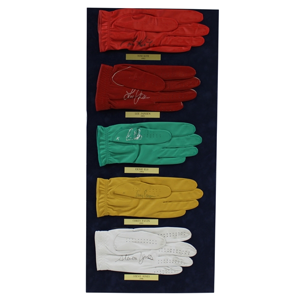 Tom Kite, Lee Janzen, Ernie Els, Corey Pavin & Steve Jones Signed Golf Glove Display JSA ALOA