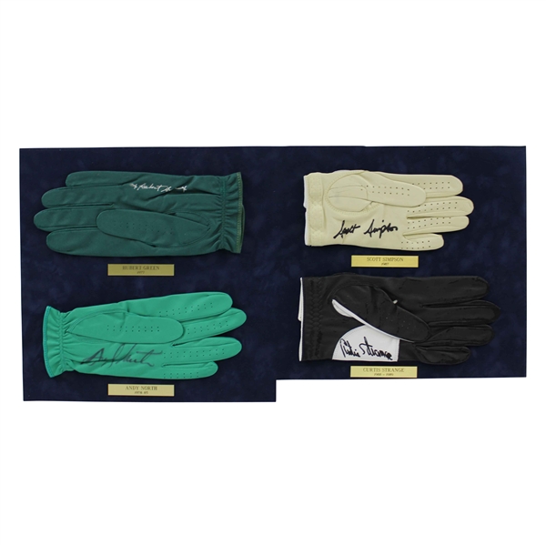 Hubert Green, Scott Simpson, Andy North & Curtis Strange Signed Golf Glove Display JSA ALOA