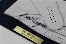 Ben Hogan Signed Golf Glove Display with 1948-50-51-53 Nameplate JSA ALOA