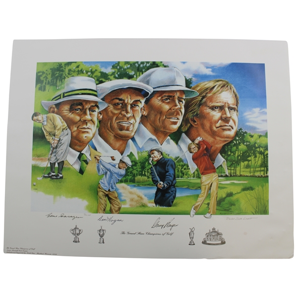 Hogan, Sarazen, & Player Signed Ltd Ed Grand Slam Champions of Golf Print JSA ALOA