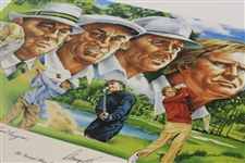 Hogan, Sarazen, & Player Signed Ltd Ed Grand Slam Champions of Golf Print JSA ALOA