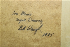 Original Old Tom Morris Pencil Drawing by Artist Bill Waugh w/Miniature Handmade Club - Framed