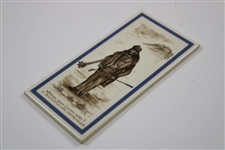Hand Painted Ceramic Tile of Willie Caddie Willie Gunn at Bruntsfield Links by Artist Bill Waugh