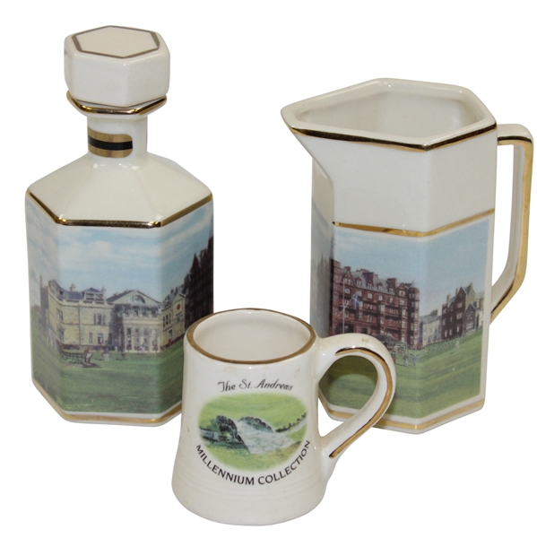 Three Piece St. Andrews Millenium Collection Miniature Decanter Set - Decanter, Pitcher, & Mug