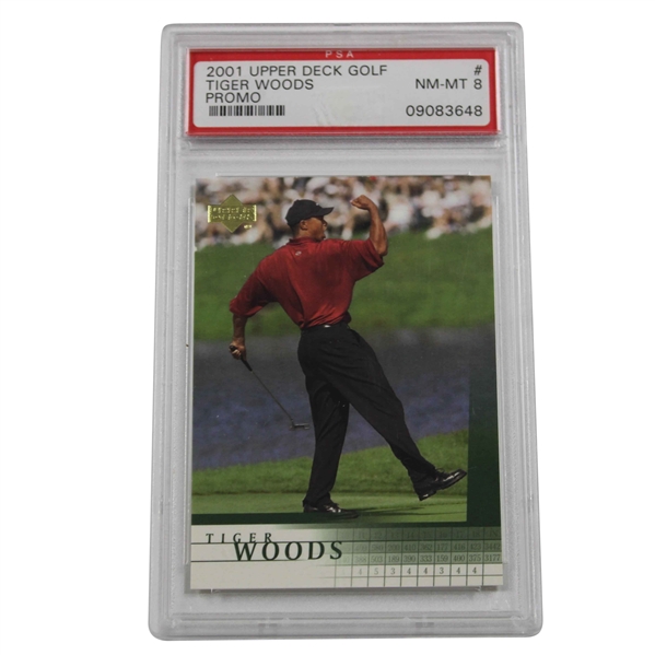 2001 Upper Deck Golf Tiger Woods Promo Golf Card NM-MT 8 PSA #09083648