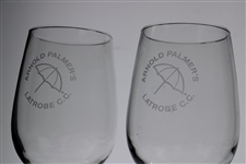 Pair of Arnold Palmer's Latrobe C.C. White Wine Glasses
