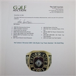 Hal Sutton's Personal 2001 USA Ryder Cup Team Member 14k Gold Ring