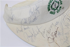 Jack Nicklaus, Payne Stewart, Greg Norman & more Signed Memorial Visor Circa '86 JSA ALOA